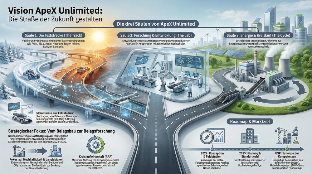 Infografik Vision ApeX Unlimited: die drei Säulen The Track, The Lab und The Cycle